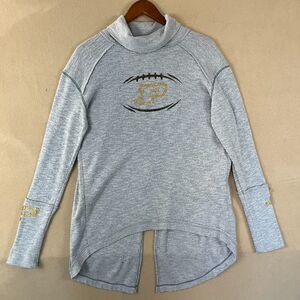 We The Free Free People Womens Sz L Gray Turtleneck Purdue Split Back Oversized